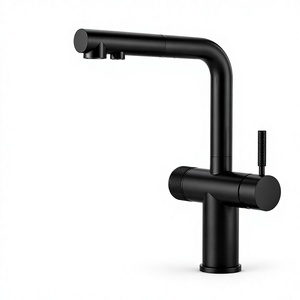 <strong>Matte</strong> <strong>Black</strong> Kitchen Faucet 3 Way <strong>Pull</strong> Out Drinking Water Filter Tap Dual Handle Sink Mixer with Sprayer - Product Image 2