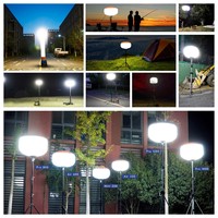 Tour d'éclairage LED gonflable portable blanche 400W pour chantier extérieur, écologique, IP65, 50 000 heures de durée de vie, angle de faisceau 360°