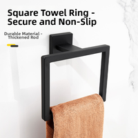 Ensemble économique d'accessoires de salle de bain en acier inoxydable 5 pièces noir mat et or brossé avec porte-serviettes pour projets hôteliers et résidentiels