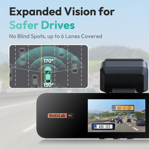 กล้องติดรถยนต์ BotsLab แบบเลนส์คู่ ความละเอียด 4K พร้อม GPS ระบบมองเห็นในเวลากลางคืน ควบคุมผ่านแอป หน้าจอ LCD ติดตั้งด้วยแม่เหล็ก บันทึกวิดีโอ - Product Image 2