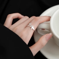 Bague chat en argent sterling S925 pour femme, design de niche, luxe léger, ajustable, pour l'index