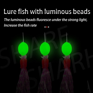 Sabiki Lure Hook Rigs per attrezzatura da <span class=keywords><strong>pesca</strong></span> <span class=keywords><strong>pesca</strong></span> <span class=keywords><strong>in</strong></span> <span class=keywords><strong>mare</strong></span> <span class=keywords><strong>in</strong></span> acqua salata Sabiki Lures esche per la pelle di pesce con perline luminose Sabiki Rigs - Product Image 5