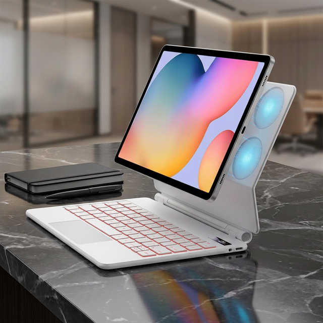 New Magnetic Scissor Keyboard Case with BT Wireless Connection Floating Arm & Magnetic Stand for Samsung Galaxy Tab S6 Lite