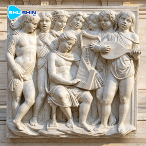 Ángel Griego Hecho a Mano en Mármol Natural con Alas, Escultura en Relieve para Iglesia, Villa, Interior, Hogar y Jardín - Product Image 1