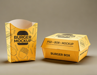 Boîtes d'emballage alimentaire jetables écologiques en kraft auto-érectables personnalisées avec gaufrage pour burgers, sushis, frites et snacks à emporter