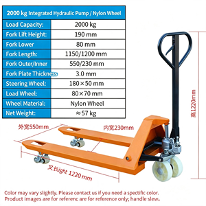 รถยกพาเลทแบบแมนนวล 5500 ปอนด์ พร้อมโครงเหล็ก ล้อ PU คันโยก 3 in 1 สำหรับโรงงาน โรงรถ - Product Image 4