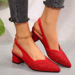 <span class=keywords><strong>Chaussures</strong></span> <span class=keywords><strong>de</strong></span> <span class=keywords><strong>danse</strong></span> et <span class=keywords><strong>de</strong></span> travail ZEYOE, style européen et américain, grande taille, strass, bout pointu, <span class=keywords><strong>talon</strong></span> bas, respirantes, fermeture à bouton à la cheville - Product Image 4