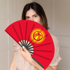 Abanicos Plegables de Bambú con la Bandera de Kirguistán al por Mayor, Abanico de Mano para Carnaval, Boda, Festival, Fiesta, Agencia de Viajes - Product Image 3