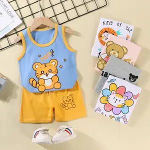 OEM/ODM Infants Cartoon Printed Clothing Sets Baby Boys And Girls Summer Shirts And Shorts Children Clothes With Many Colors