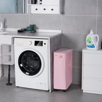 Pinck Panier de rangement à linge pliable Panier à linge étroit avec roues Panier à linge mince avec couvercle