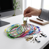 Anneau porte-clés en câble métallique en acier inoxydable 304 durable, boucle réglable de 1,5 mm pour étiquettes de bagages et kits de fixation de clés