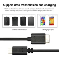 Connecteur USB 3.0 de Type C à USB 3.0, câble Micro B, pour disque dur externe, idéal pour ordinateur