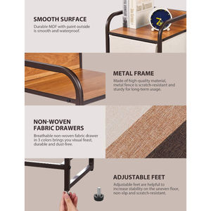 Commode à 7 tiroirs-Meuble Rangement Unité de Tour pour Chambre à Coucher, Couloir, Placard Organization-Cadre En Acier Facile À Tirer Bacs En Tissu - Product Image 3