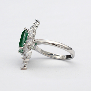 Solitario <span class=keywords><strong>la</strong></span> claro cristal cuadrado anillo de piedra verde - Product Image 4