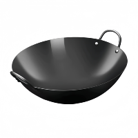 Wok chinois traditionnel en fonte robuste avec poignées à double boucle, cuisson stable, ustensiles de cuisine professionnels pour la restauration