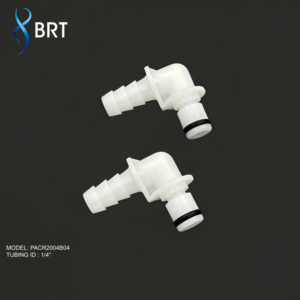 Raccord de tuyauterie à surface lisse BRT, raccord coudé en plastique à 90 degrés avec valve mâle 1/4 pouce, raccord rapide - Product Image 4