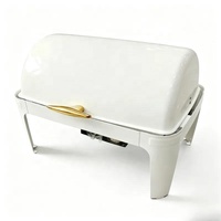 Bain-marie rectangulaire de luxe 9L blanc avec compartiments, chauffe-plat professionnel en acier inoxydable pour buffet, traiteur, mariage, hôtel
