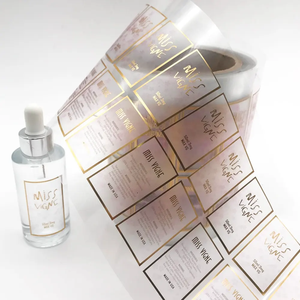 Adhesivo de <span class=keywords><strong>vinilo</strong></span> <span class=keywords><strong>transparente</strong></span> de plata y oro rosa, lámina de oro resistente al agua permanente con logotipo personalizado al por mayor, etiqueta de embalaje artesanal para velas - Product Image 1