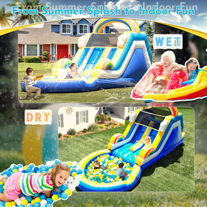 Çift şeritli şişme su kaydırağı PVC su kaydırağı kuru ıslak şişme slayt büyük sıçrama havuzu ve tırmanma ile - Product Image 3