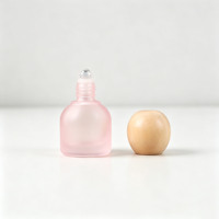Flacon de parfum à bille en verre dépoli aux couleurs tendances avec bouchon en bois, idéal pour un cadeau, 10 ml, flacon de parfum en verre cylindrique plat pour décanter