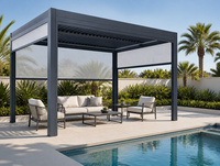 Pergola autoportante motorisée en aluminium à lames orientables avec écran rétractable Zip Screen, imperméable, pour jardin extérieur, abri solaire, gazebo