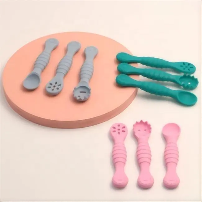 Baby First Stage Weaning Feeding Silicone Spoons Food Grade Silicone Baby Spoon Set