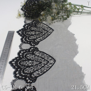 Accessori per abiti da donna Florla <span class=keywords><strong>bianco</strong></span> nero Tulle ricamato pizzo africano rifiniture 21cm grande fiore pizzo per abito da donna - Product Image 3