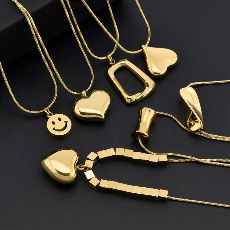 Fashion Jewelry Wholesale Choker 14K 18K Gold Plated Jewelries Pendant Necklaces Stainless Steel Minimalist Jewelry For Women