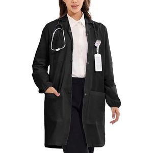 <span class=keywords><strong>Camice</strong></span> da Laboratorio Professionale per Donne con Chiusura a Bottoni, 4 Tasche, Polsini Elastici, Maniche Lunghe, per Scienziati e Medici, Bianco - Product Image 3