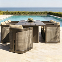Ensemble de salle à manger contemporain pour hôtel et patio, table et chaises de jardin en aluminium durable résistant à la rouille, mobilier d'extérieur pour restaurant