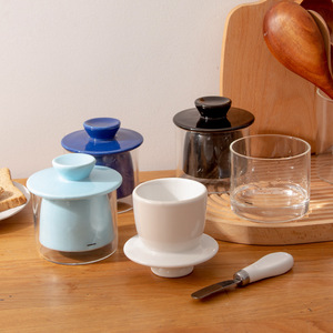 Beurrier rond en porcelaine sur mesure avec couvercle, artisanat de Chaozhou, récipient de stockage hermétique pour la cuisine - Product Image 1