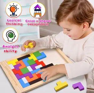 LVOU Early Education Puzzle Stacking Russian Wooden Montessori Alphabet Toddler Gift Educational Toys Letters Building Blocks