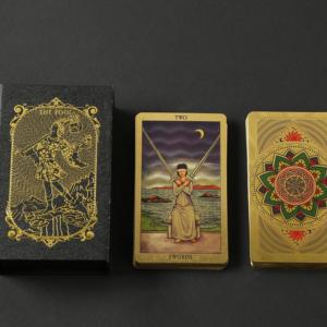 Baraja de Cartas del <span class=keywords><strong>Tarot</strong></span> Doradas Brillantes, Diseño Clásico Vibrante, Material Resistente a los Arañazos, para Colección, Decoración del Hogar - Product Image 2