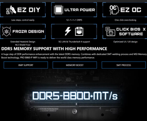 لوحة أم PRO B860-P ATX جديدة مع ذاكرة DDR5 وسعة تخزين 256 جيجابايت ومنفذ PCIe 5.0 <span class=keywords><strong>M</strong></span>.2 وشبكة LAN 5G ومنفذ ThunderBolt4 ومقبس LGA 1851 للكمبيوتر المكتبي - Product Image 4