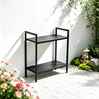 Support de plantes minimaliste à 2 niveaux en métal, revêtement poudré, anti-rouille, robuste, gain de place, pour salon, balcon, bureau, vente en gros, OEM