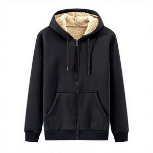 Winter <b>Thick</b> Fleece Zipper-Up Solid Loose Fit Hooded <b>Cardigan</b> Sweatshirt Men's 100% Cotton Anti-Pilling New Versatile Jacket - Product Image 1