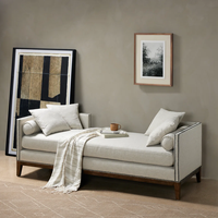 Canapé chaise longue en tissu lin de luxe avec structure en bois massif