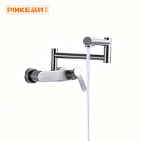 Robinet de cuisine pliable rotatif à 360° mural monocommande en acier inoxydable brossé pour évier