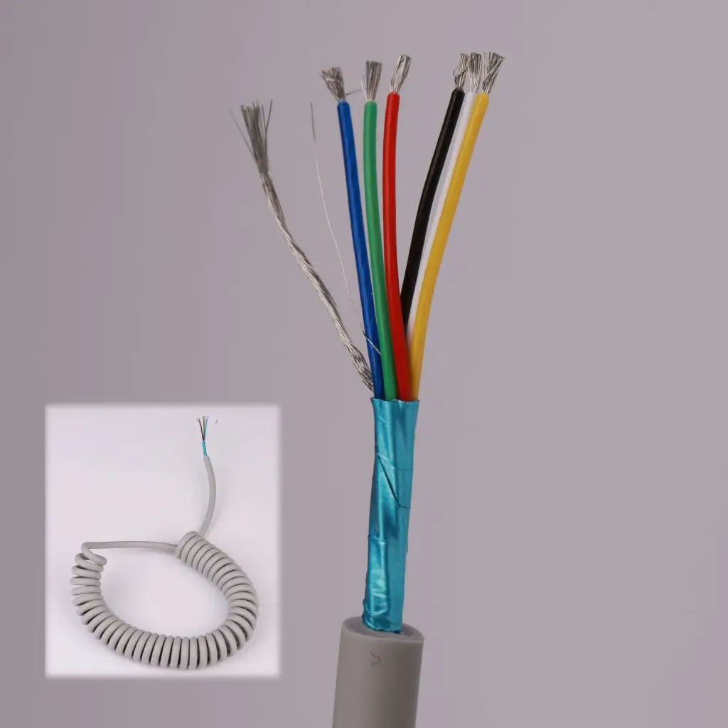 Cobre estanhado 6 Core Coil Wire com Groundwire e isolamento AL e TPU jaqueta od4.5mm