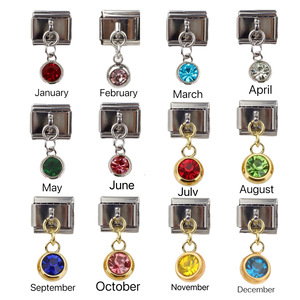 Módulo italiano Pulsera Colgante Transfronterizo Caliente Gratis DIY Costura Elástica Encanto Pulsera Birthstone Series - Product Image 1