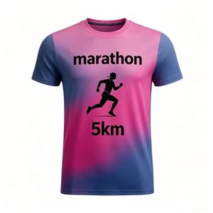T-shirt de sport personnalisé avec logo, pas cher, fabriqué en usine, sublimation, 100% polyester, pour course à pied, marathon, événement sportif - Product Image 1