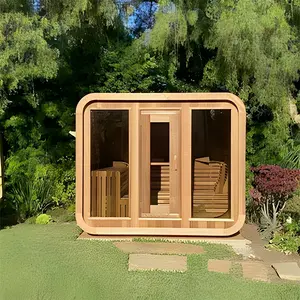 Lujo al aire libre cuadrado Cubo de cedro rojo madera Sauna vapor húmedo al aire libre Sauna