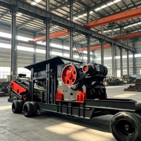 Concasseur à mâchoires mobile 250x400 avec tamis à roche et chargeur vibrant, moteur diesel, concasseur portable pour l'or