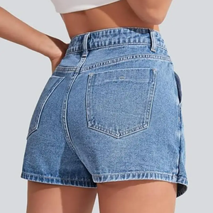 Nouvelle Collection 2025 – Mini-<span class=keywords><strong>jupe</strong></span> asymétrique boutonnée <span class=keywords><strong>en</strong></span> <span class=keywords><strong>jean</strong></span> <span class=keywords><strong>taille</strong></span> <span class=keywords><strong>haute</strong></span> pour <span class=keywords><strong>femme</strong></span>, style décontracté et vintage, respirante, idéale pour l'été - Product Image 3