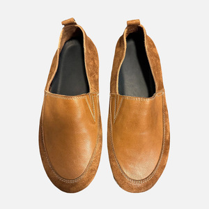 Mocasines de Cuero Genuino para Hombre, Color Café, con Bloques de Color, Suela Suave, Tacón Bajo, Zapatos Casuales para Conducir - Product Image 2