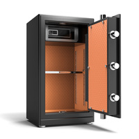Caja Fuerte de Acero Estilo Nórdico Chen Guang Negra/Dorada con Luz LED, Cerradura Digital Electrónica y Huella Dactilar Biométrica para Seguridad en el Hogar