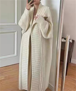 Cárdigan largo de invierno con hombros caídos, abrigo Midi de lana en blanco, cárdigans de <span class=keywords><strong>punto</strong></span> con Cable frontal abierto, suéteres de <span class=keywords><strong>punto</strong></span> coreanos, <span class=keywords><strong>chaqueta</strong></span> para <span class=keywords><strong>mujer</strong></span> - Product Image 6