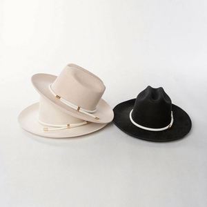 Wholesale Vintage Femme Unisex Women Cowboy Felt Hat Wholesale Wide Brim 100% Wool Felt Fedora Hats - Product Image 5
