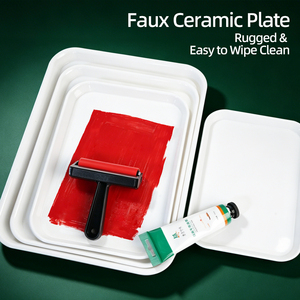 Otro paleta de cerámica sintética para artistas, irrompible, fácil de limpiar, bandeja de pintura para acrílico, óleo, acuarela, uso en estudio, HUEVE rectangular - Product Image 2