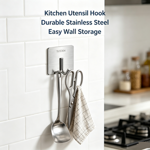SUS304 Stainless Steel <b>Wall</b> <b>Hook</b> Waterproof Self Adhesive Single Coat <b>Hook</b> for Bathroom Kitchen Door - Product Image 3